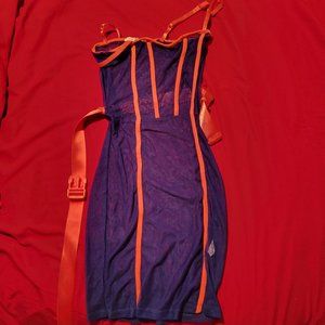 Mesh dress with belt